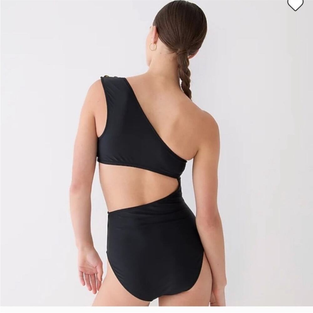 J. Crew Cut Out Full Coverage One Piece Swimsuit with Buttons Navy Size 22 - Picture 4 of 11